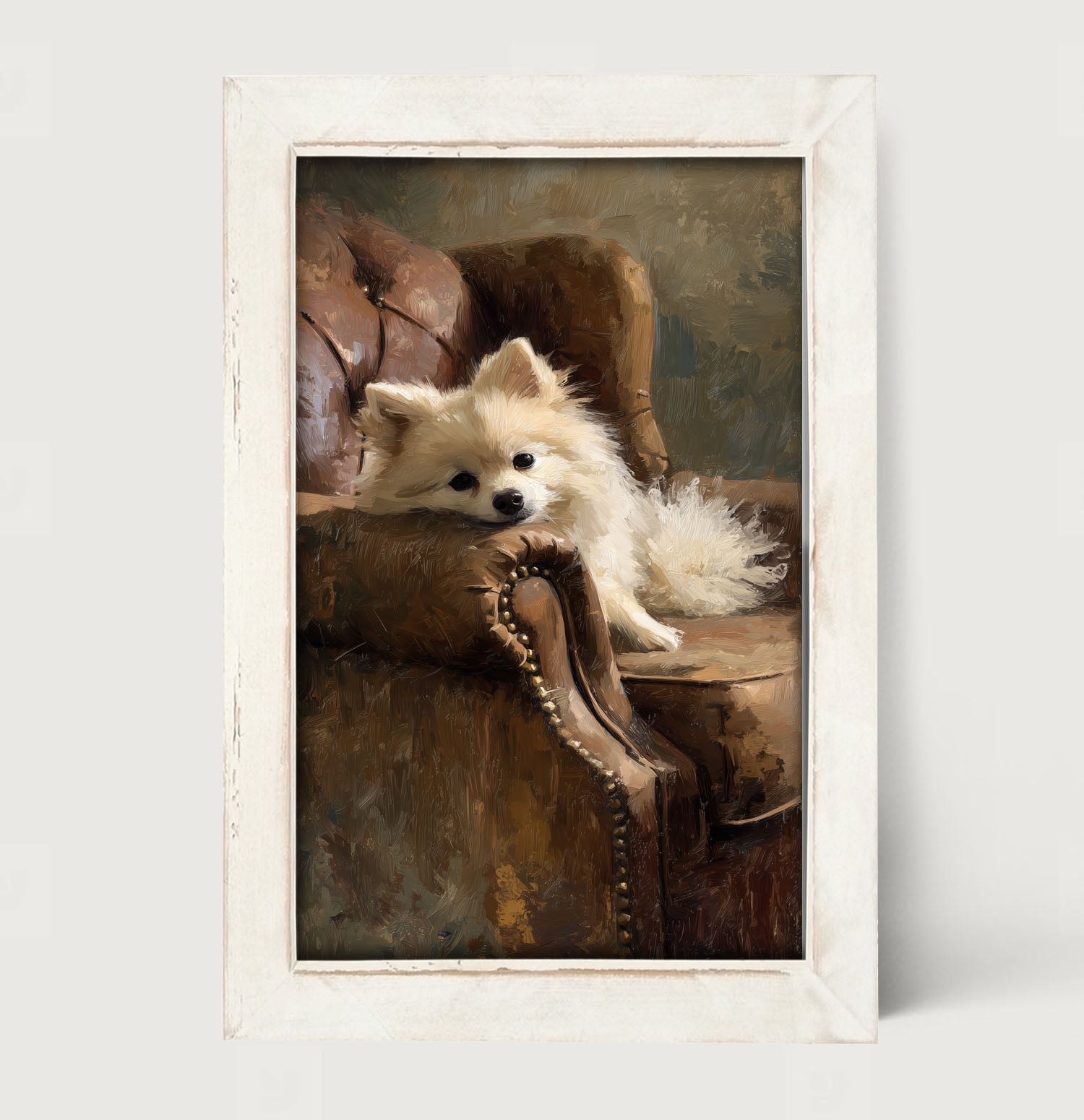 Armchair with Pomeranian Dog