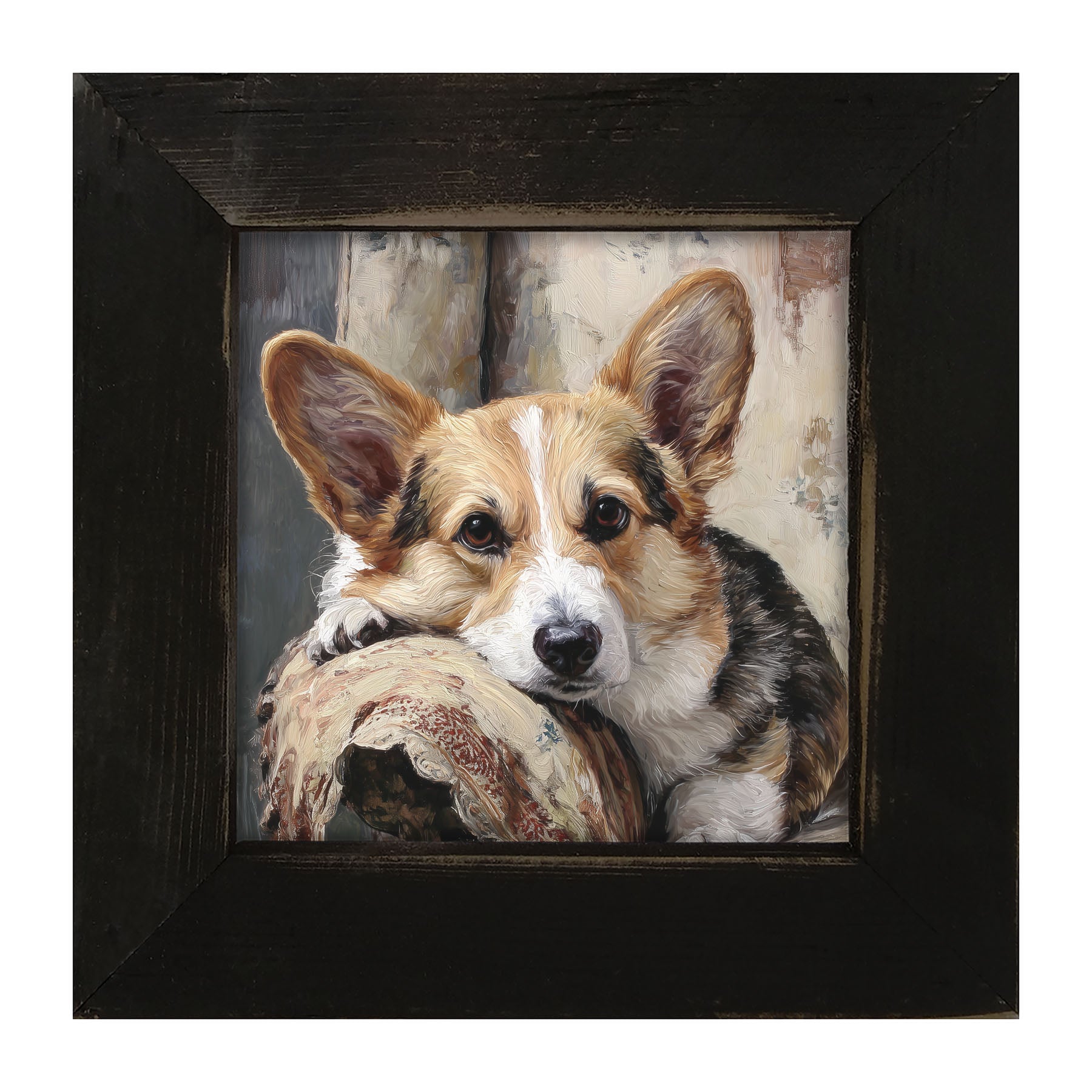 Armchair with Welsh Corgi Dog - Framed Art