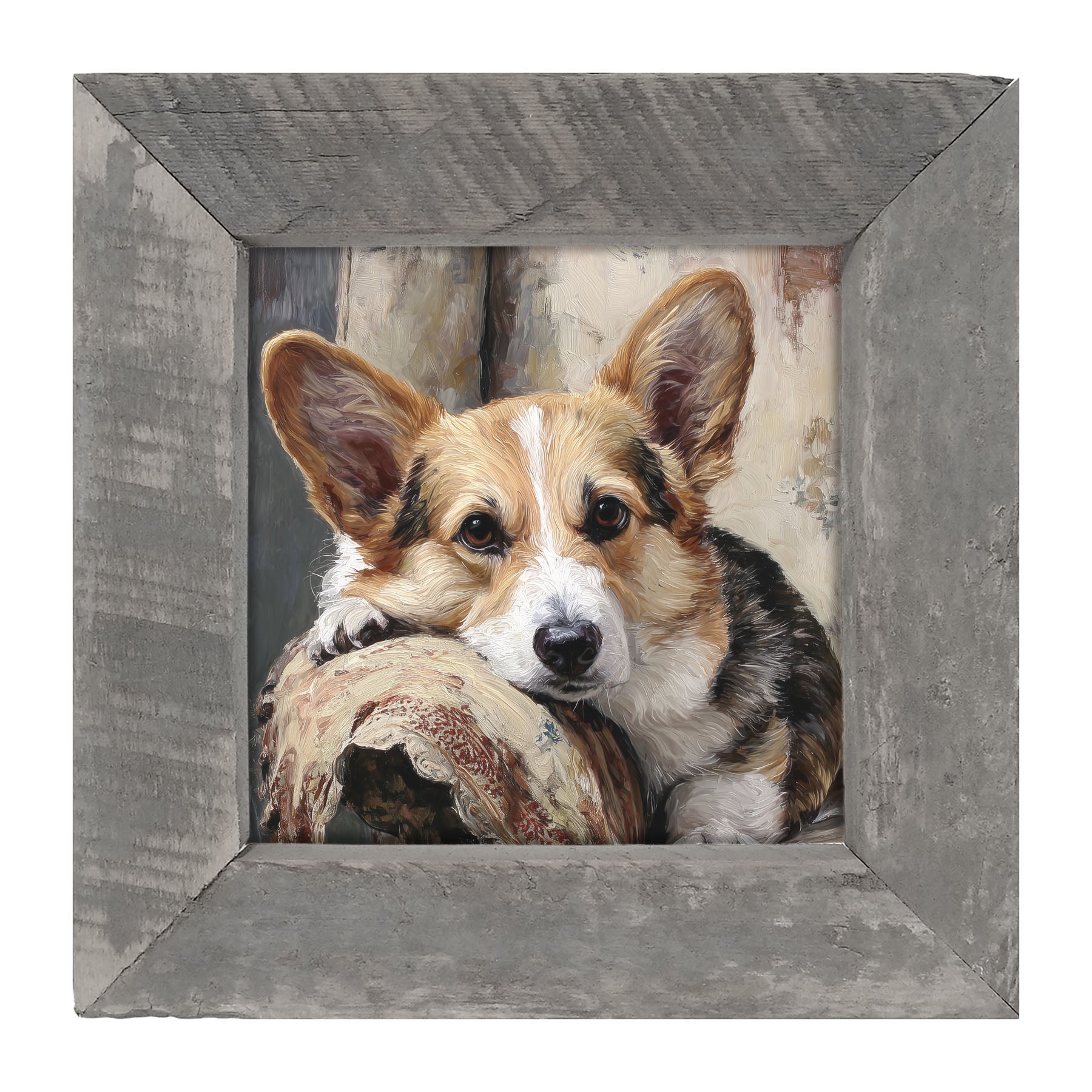 Armchair with Welsh Corgi Dog - Framed Art