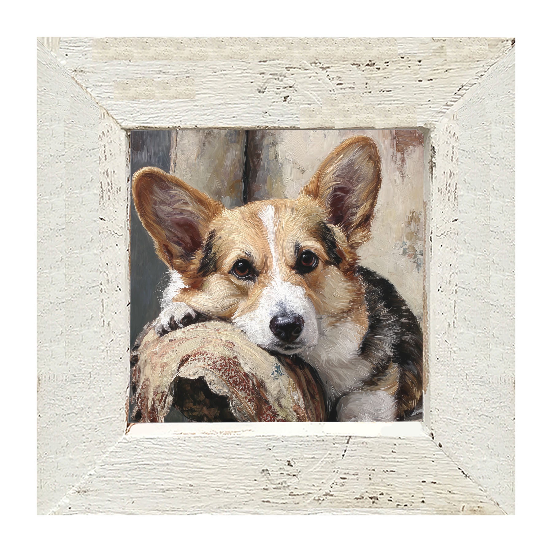 Armchair with Welsh Corgi Dog - Framed Art