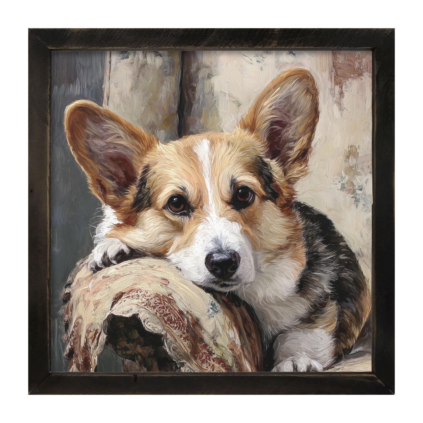 Armchair with Welsh Corgi Dog - Framed Art