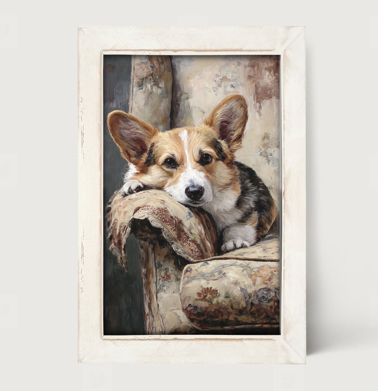Armchair with Welsh Corgi Dog