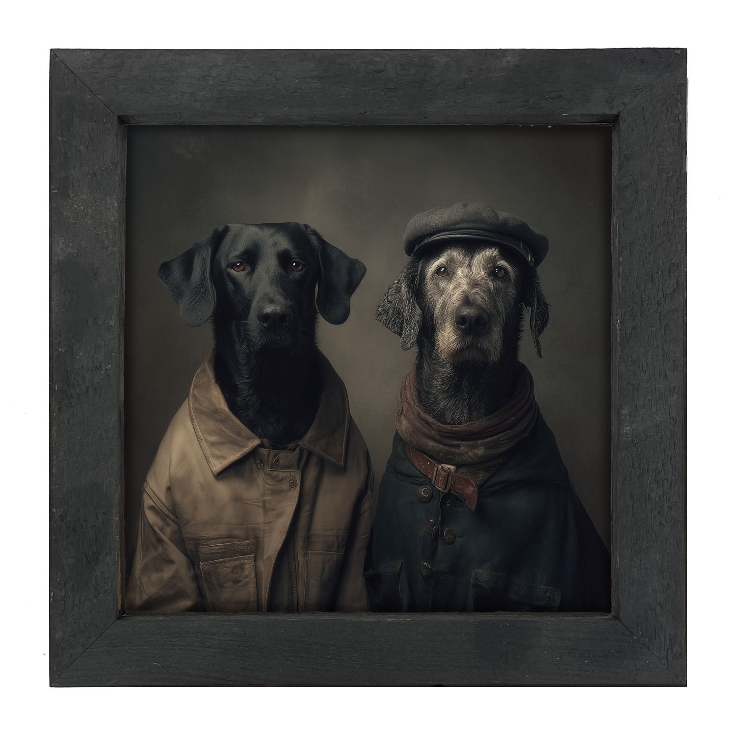 Portrait of Dogs in Coats - Framed Art