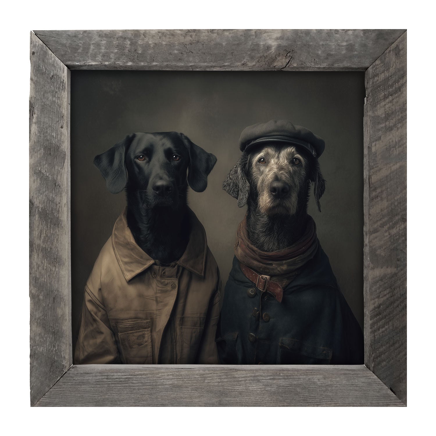 Portrait of Dogs in Coats - Framed Art