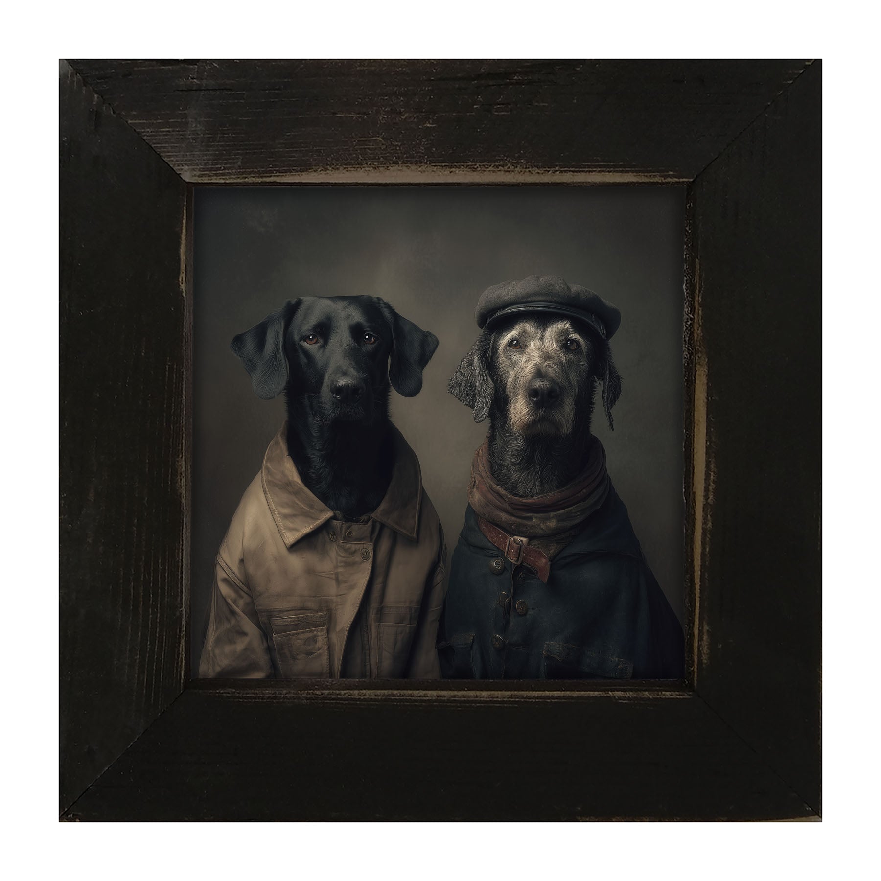Portrait of Dogs in Coats - Framed Art