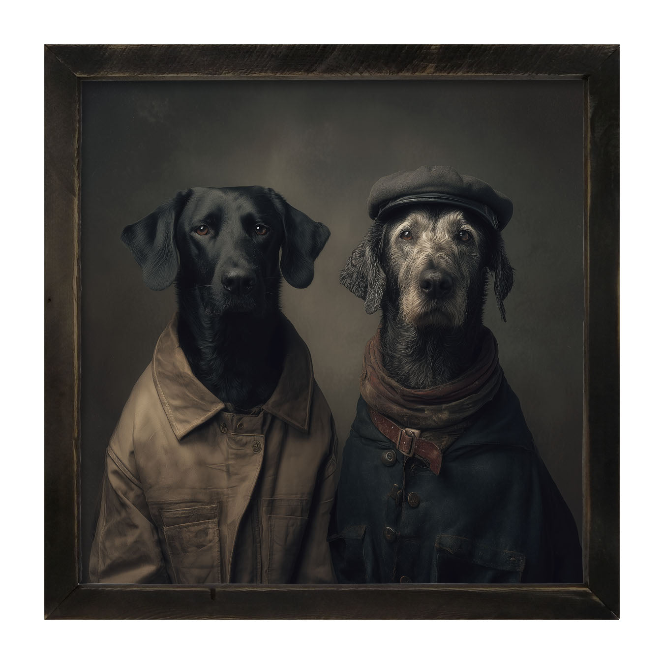 Portrait of Dogs in Coats - Framed Art