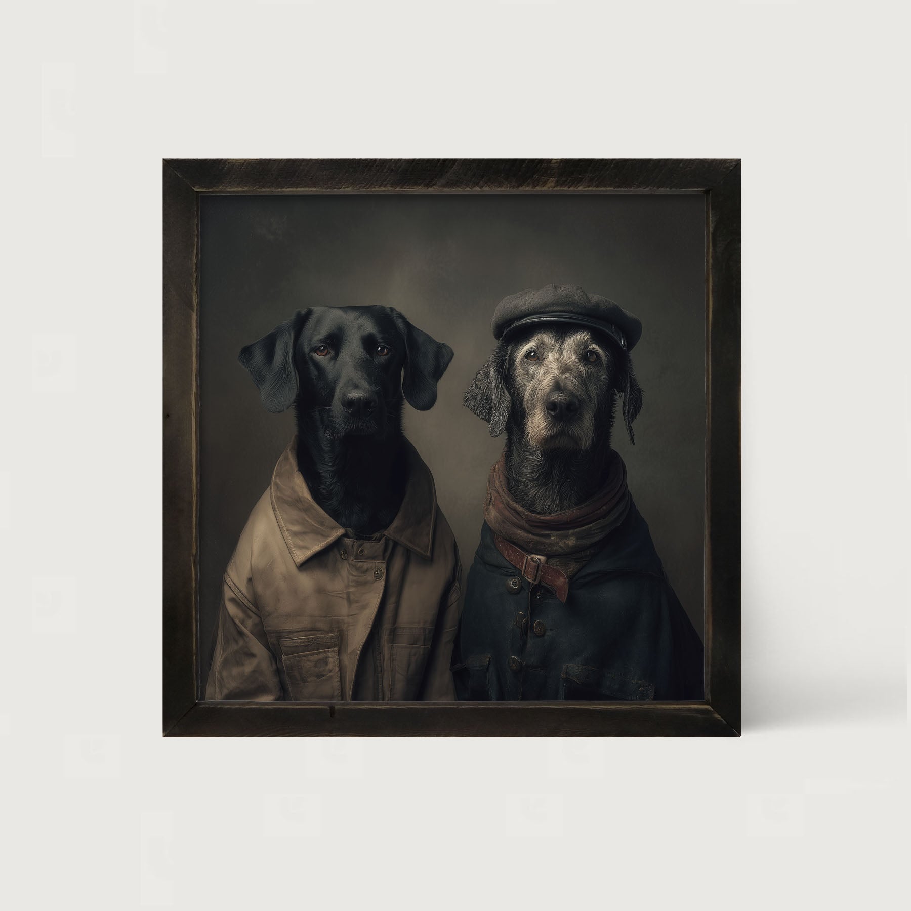 Portrait of Dogs in Coats - Framed Art