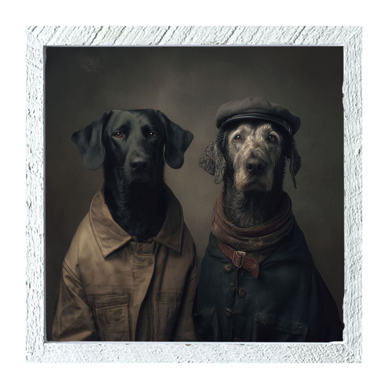 Portrait of Dogs in Coats - Framed Art