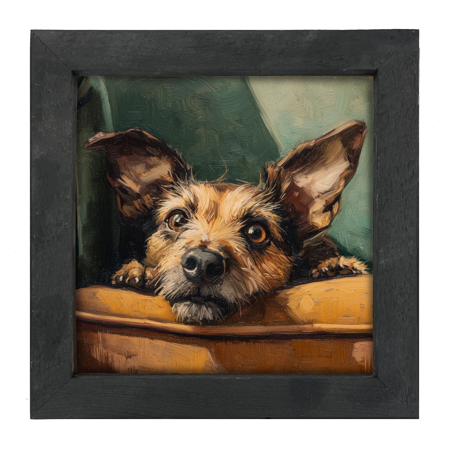 Armchair with Dachshund-Chihuahua-Yorkie Dog - Framed Art
