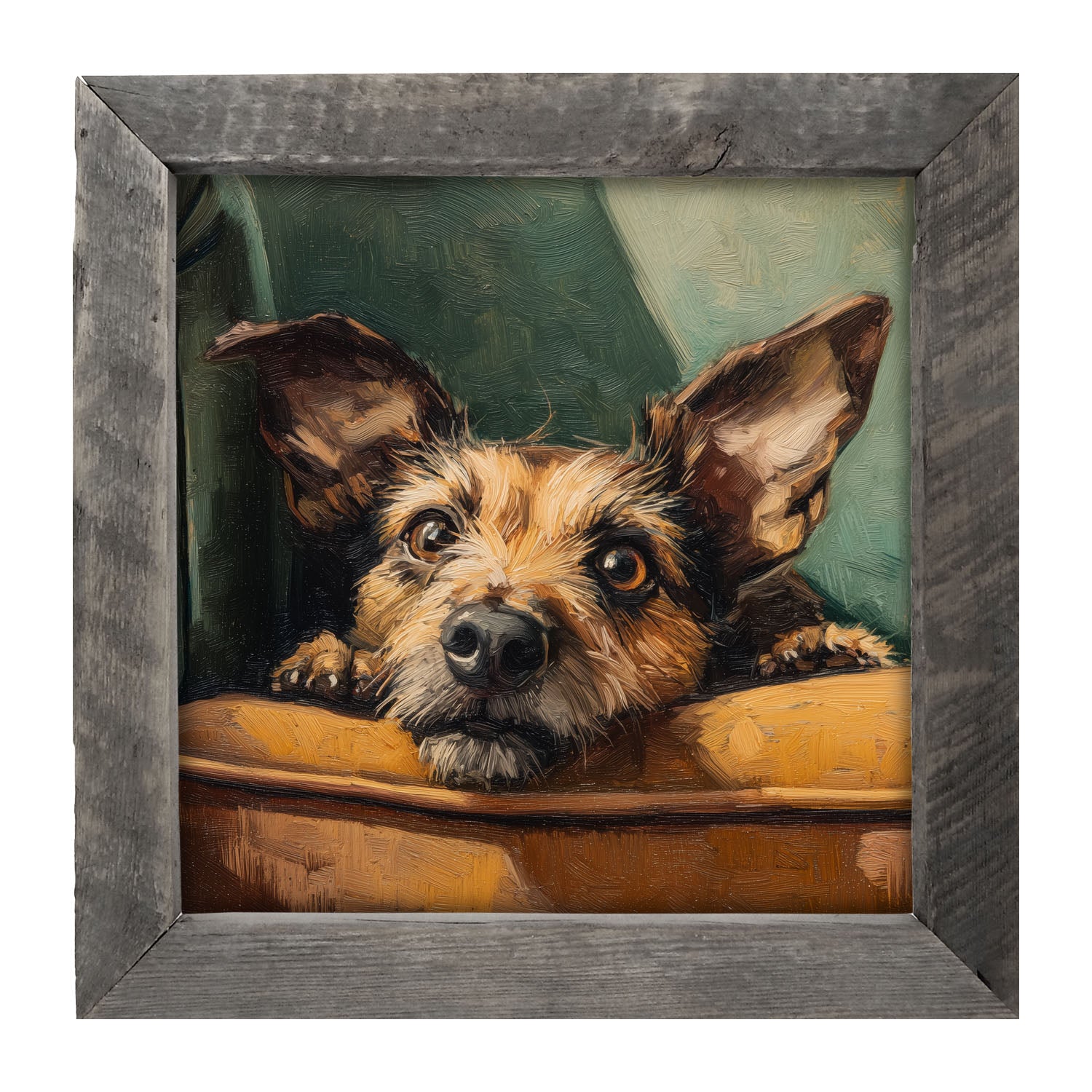 Armchair with Dachshund-Chihuahua-Yorkie Dog - Framed Art