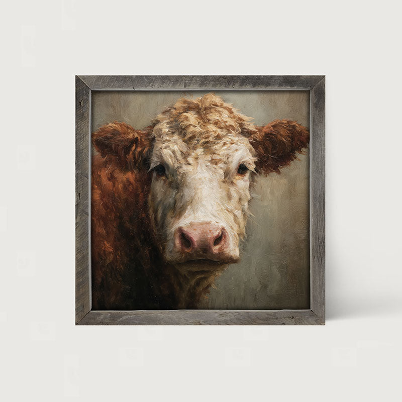 Farm Life Portrait - Brown and White Cow Close-up