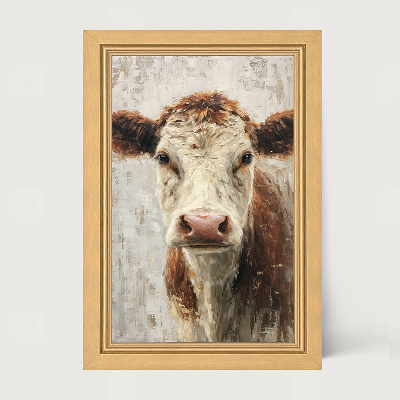 Farm Life Portrait - Brown and White Cow