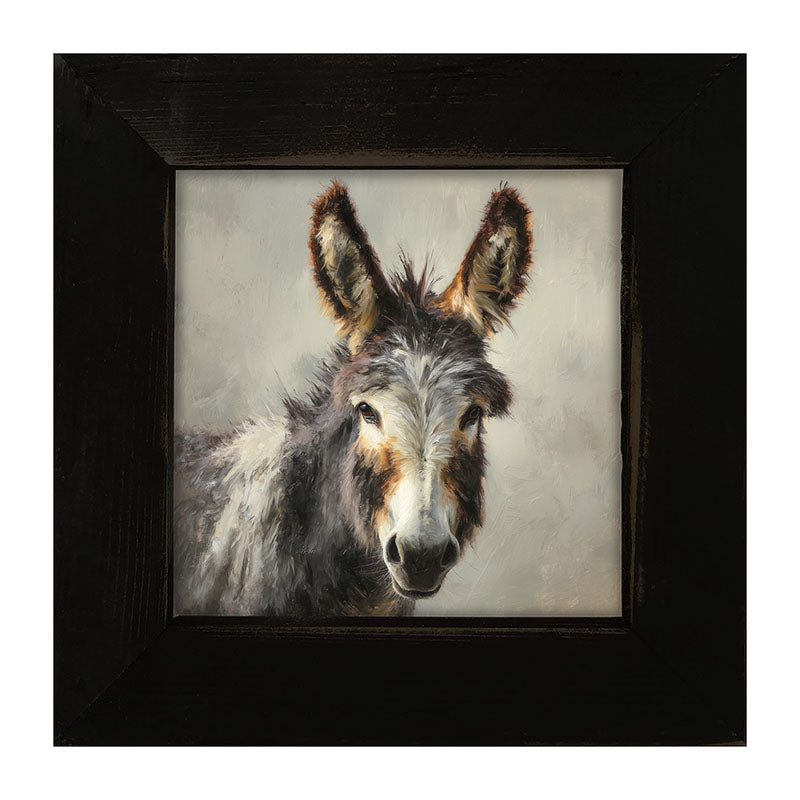 Farm Life Portrait - Donkey Close-up - Framed Art