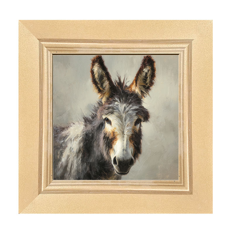 Farm Life Portrait - Donkey Close-up - Framed Art