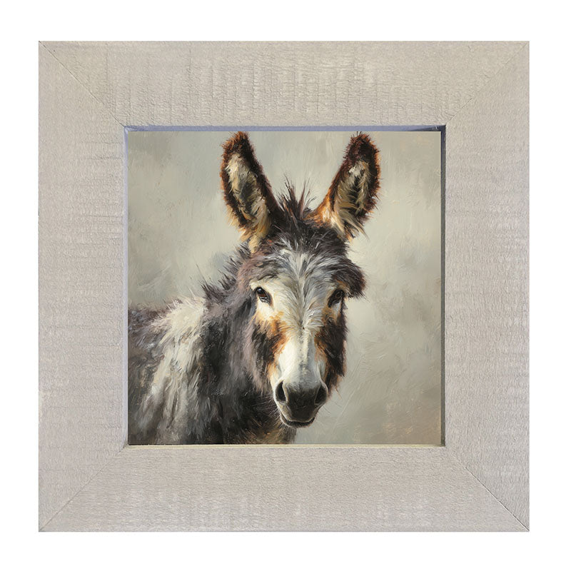 Farm Life Portrait - Donkey Close-up - Framed Art