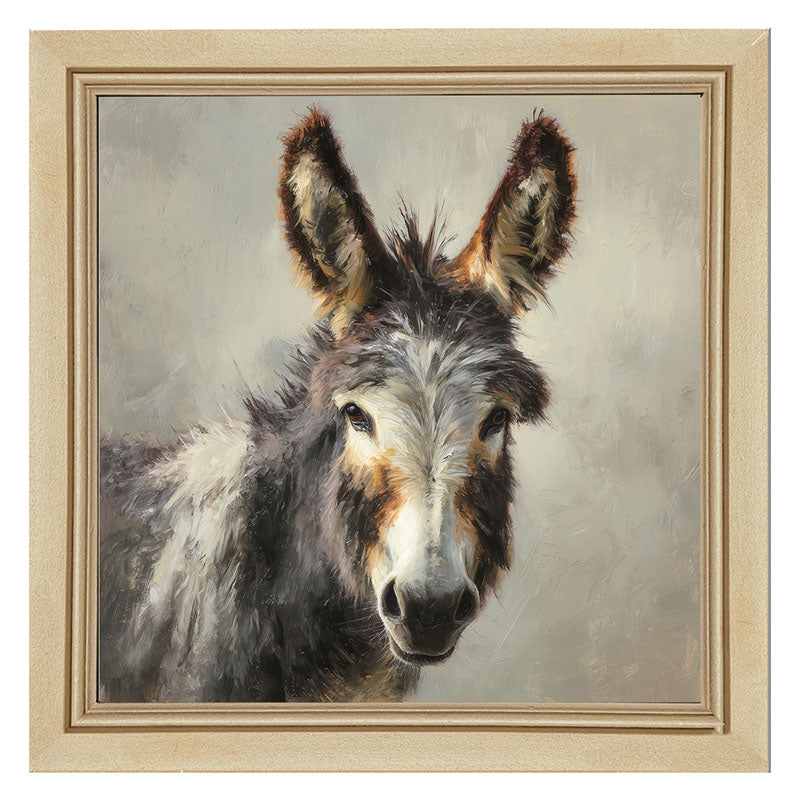 Farm Life Portrait - Donkey Close-up - Framed Art