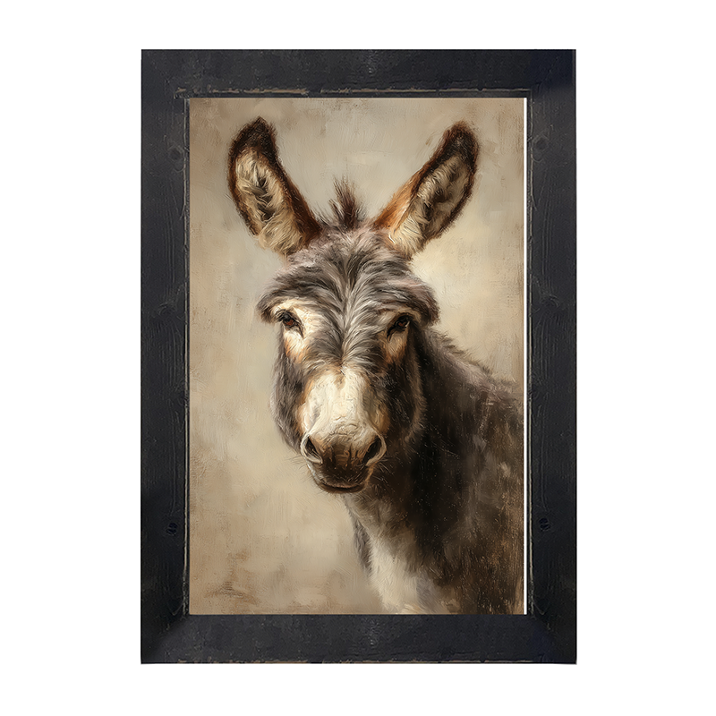Farm Life Portrait - Donkey - Framed Art