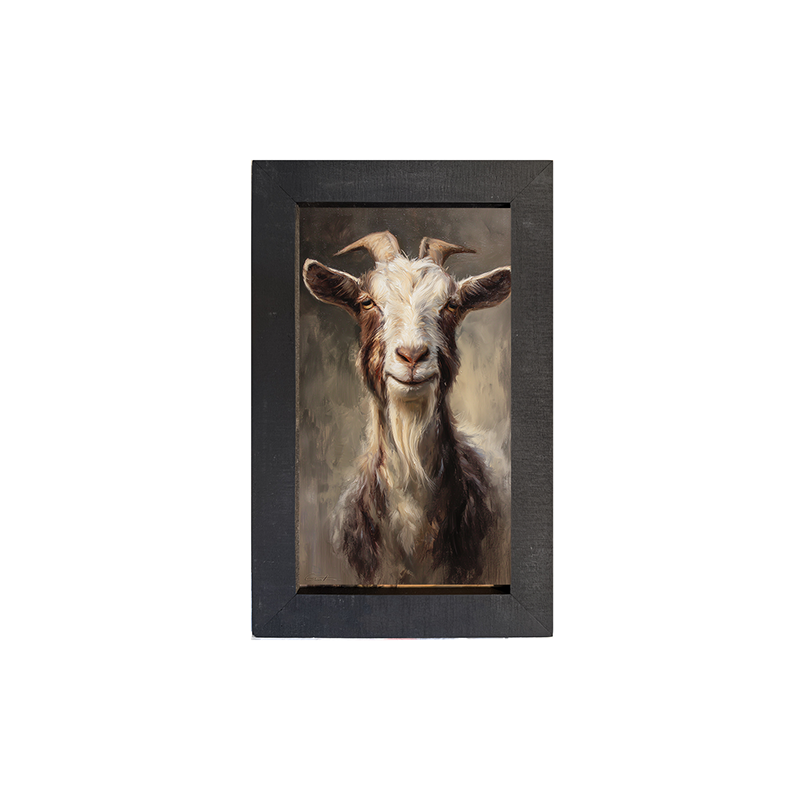 Farm Life Portrait - Brown and White Goat - Framed Art