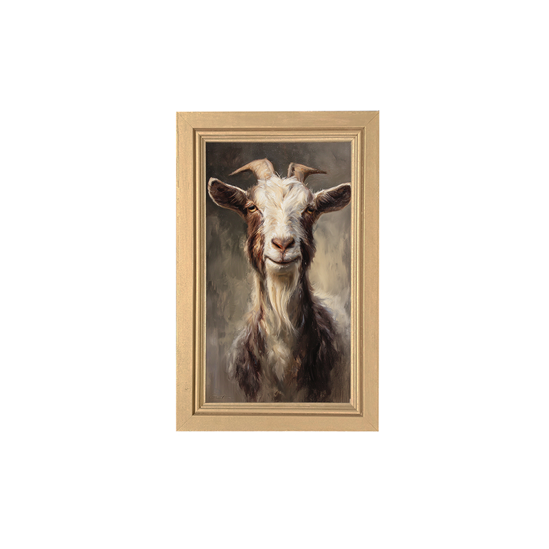 Farm Life Portrait - Brown and White Goat - Framed Art