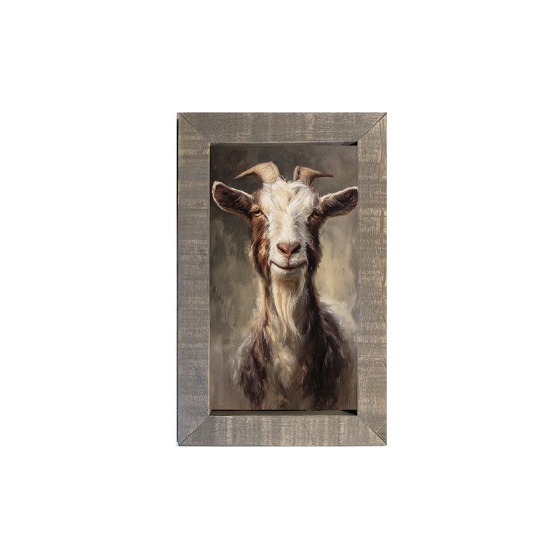 Farm Life Portrait - Brown and White Goat - Framed Art