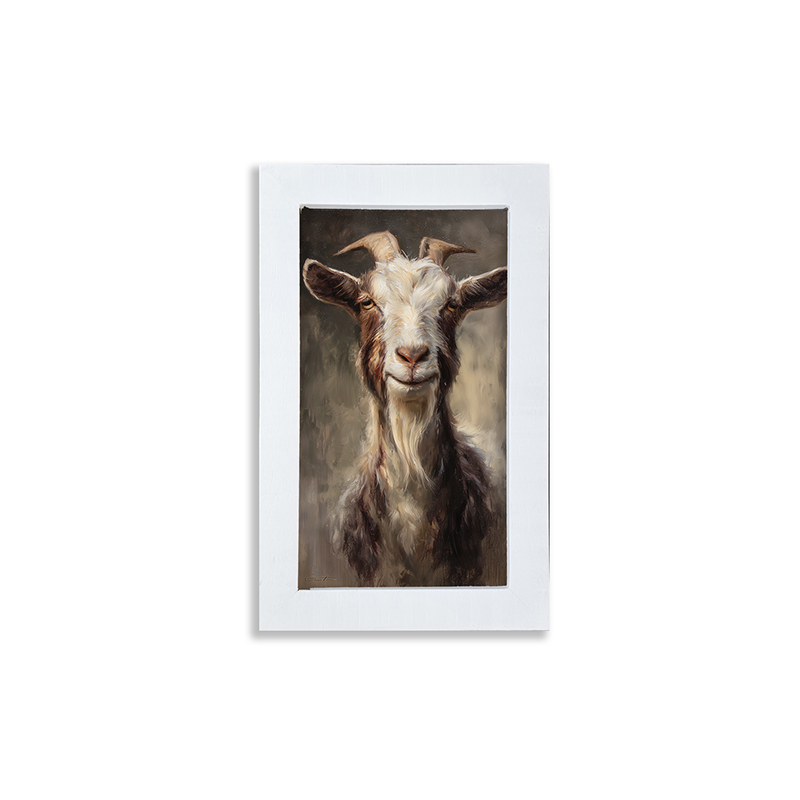 Farm Life Portrait - Brown and White Goat - Framed Art