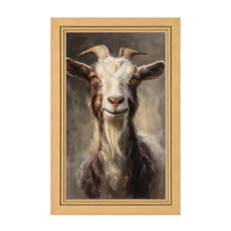 Farm Life Portrait - Brown and White Goat - Framed Art
