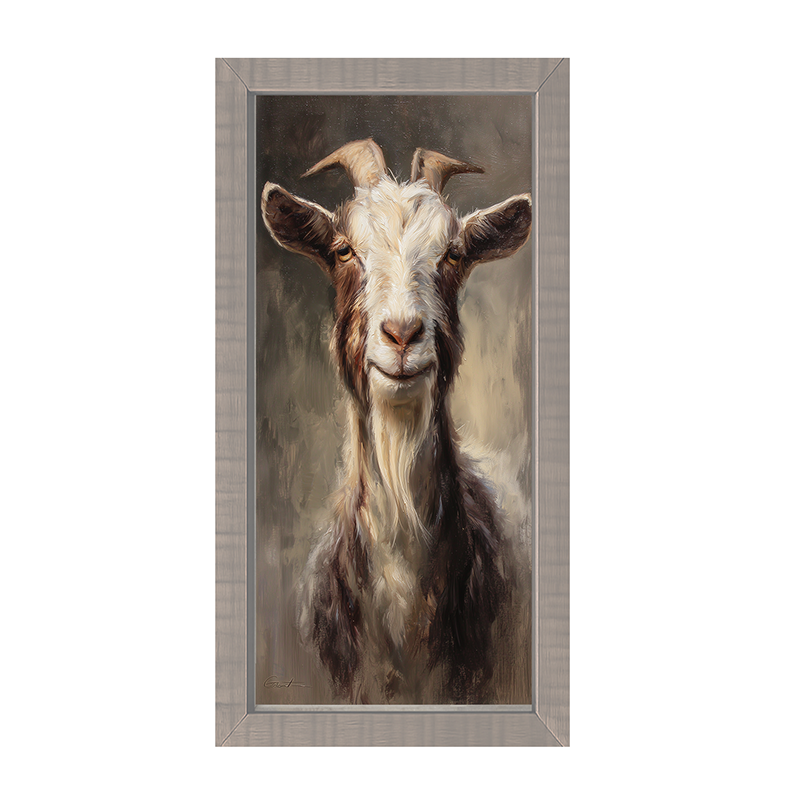 Farm Life Portrait - Brown and White Goat - Framed Art