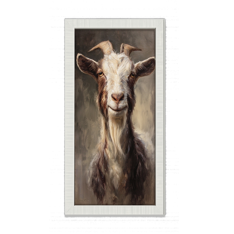 Farm Life Portrait - Brown and White Goat - Framed Art