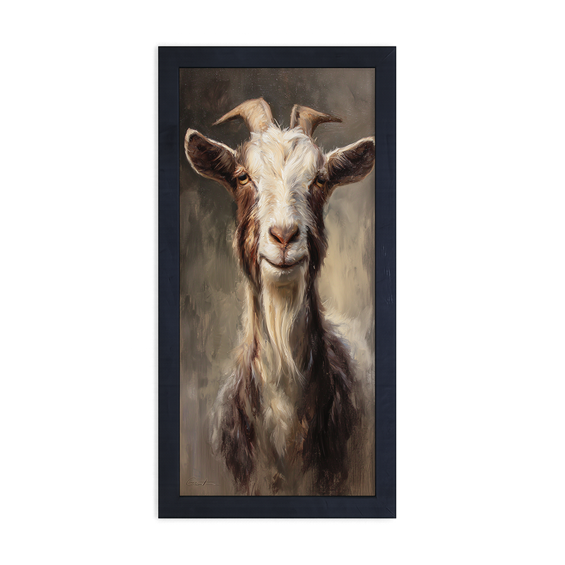 Farm Life Portrait - Brown and White Goat - Framed Art