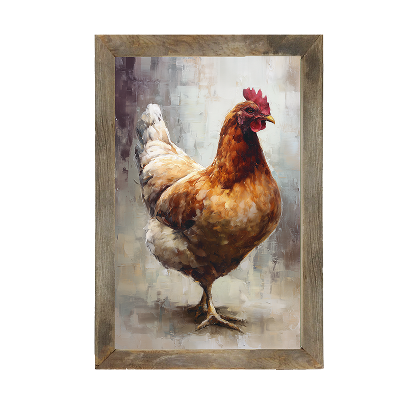 Farm Life Portrait - Brown and White Rooster