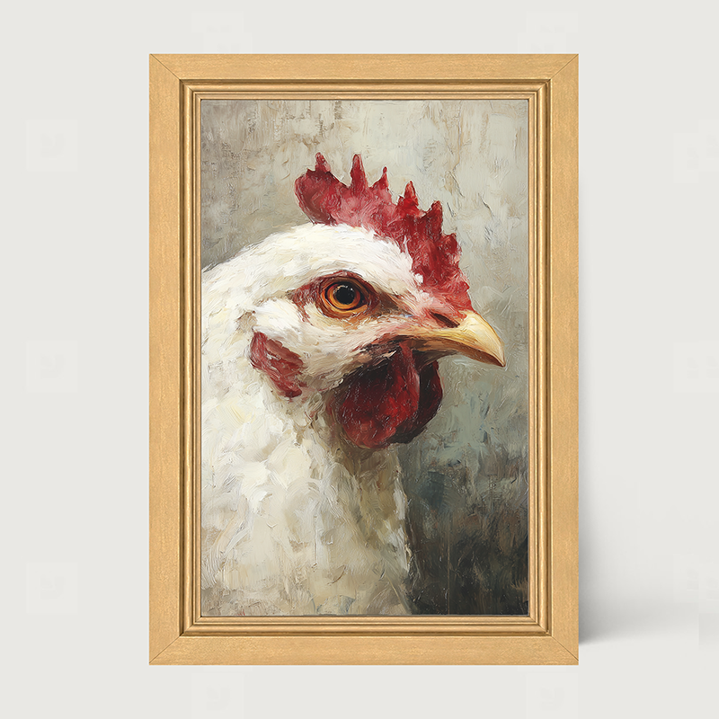 Farm Life Portrait - White Rooster