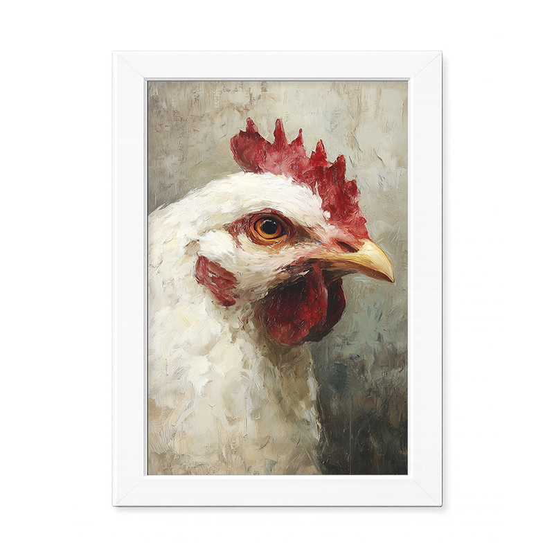 Farm Life Portrait - White Rooster