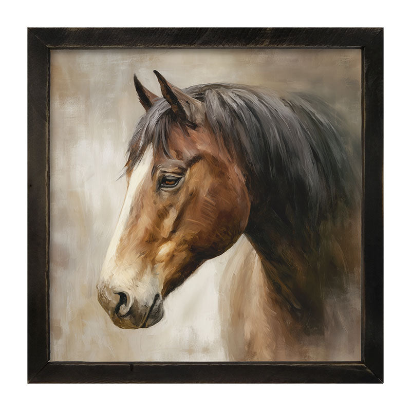 Farm Life Portrait - Chestnut Horse - Framed Art