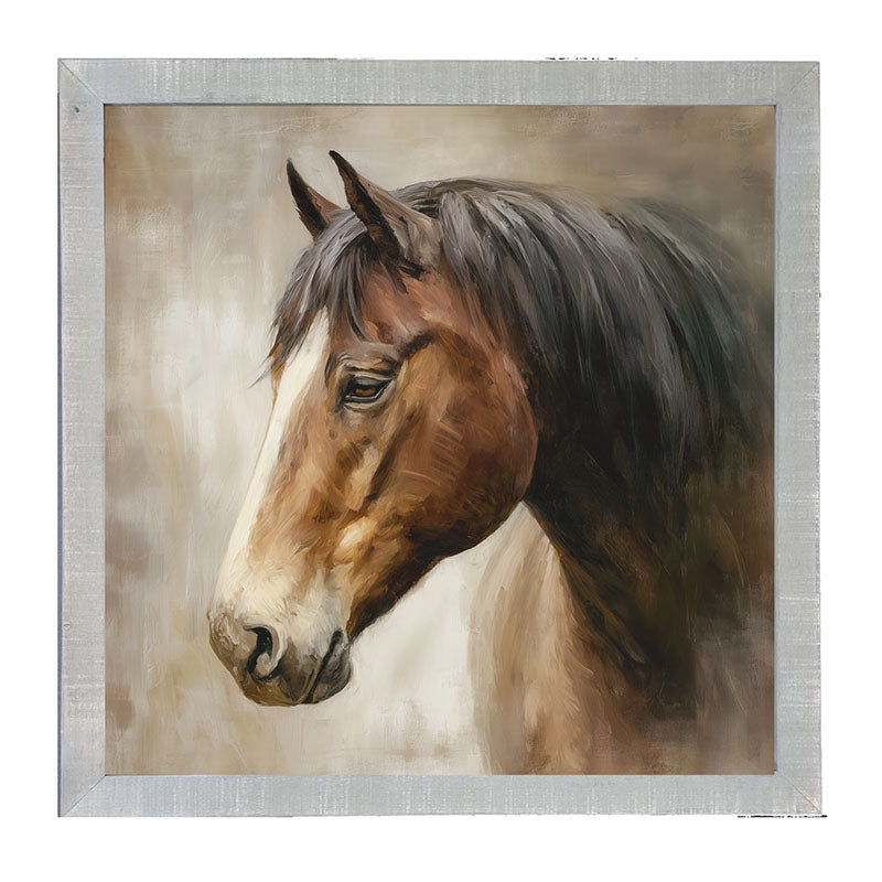 Farm Life Portrait - Chestnut Horse - Framed Art