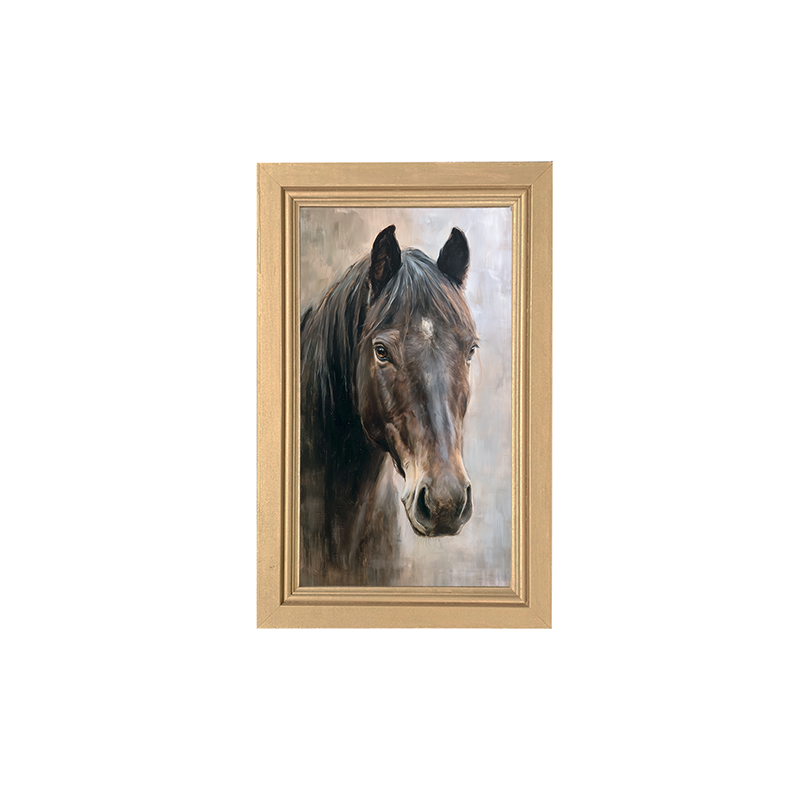 Farm Life Portrait - Black Horse - Framed Art