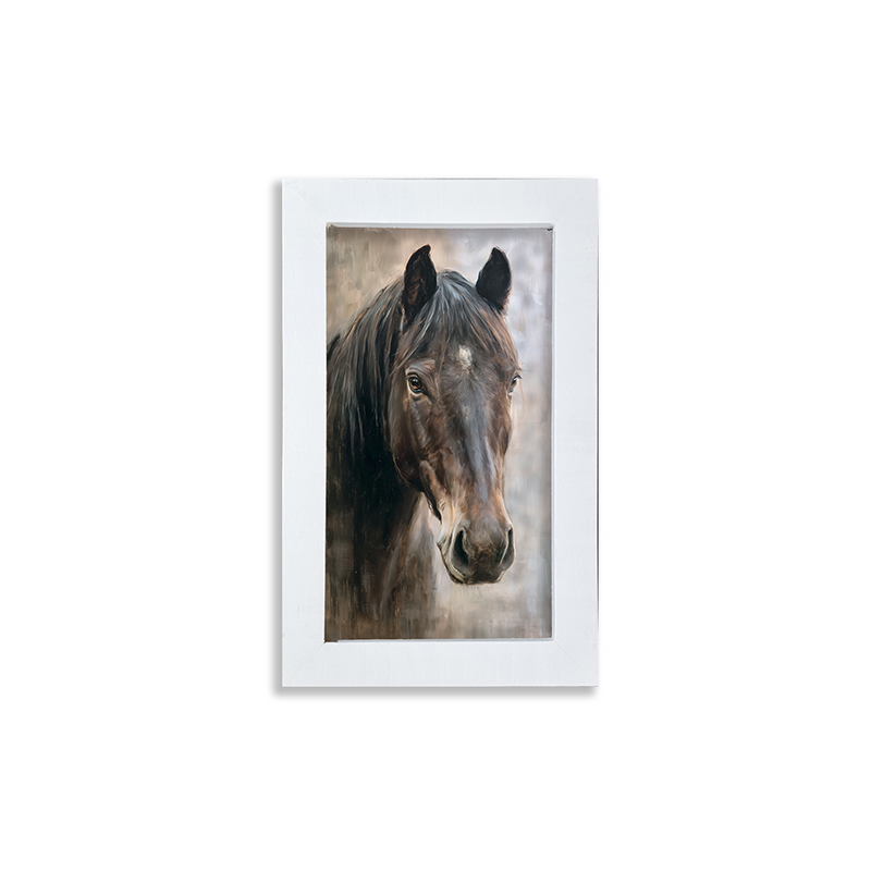 Farm Life Portrait - Black Horse - Framed Art