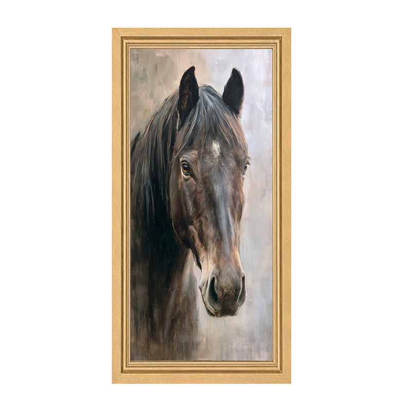 Farm Life Portrait - Black Horse - Framed Art