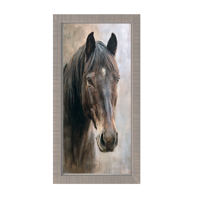 Farm Life Portrait - Black Horse - Framed Art