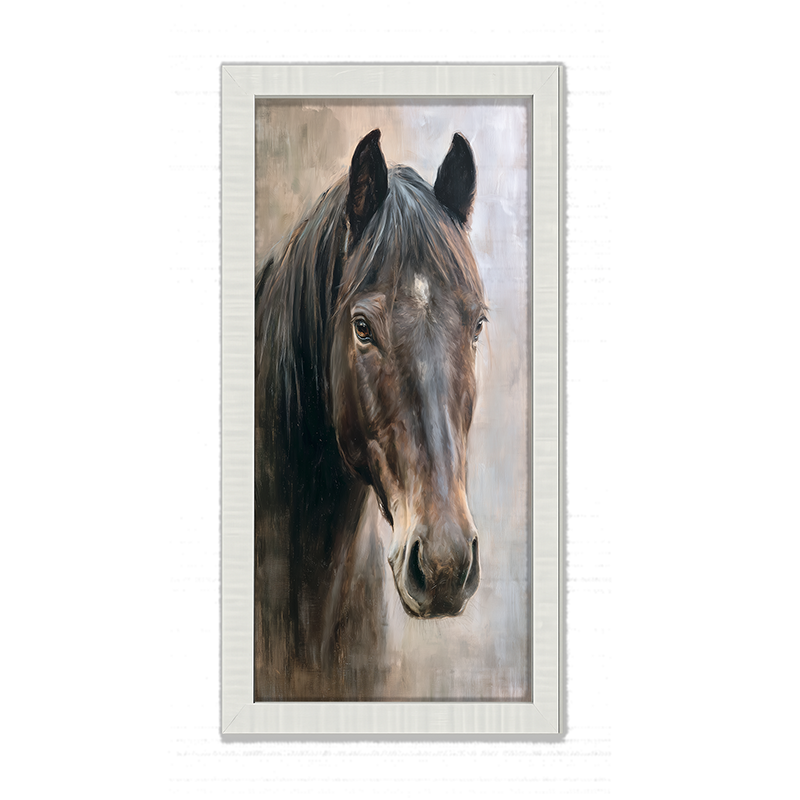 Farm Life Portrait - Black Horse - Framed Art
