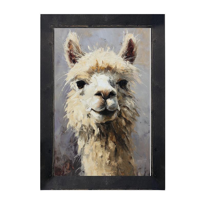 Farm Life Portrait - Rustic Alpaca - Framed Art