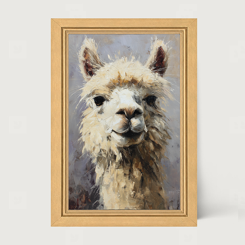 Farm Life Portrait - Rustic Alpaca - Framed Art