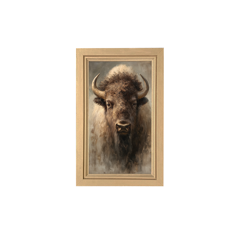 Farm Life Portrait - Brown Buffalo - Framed Art
