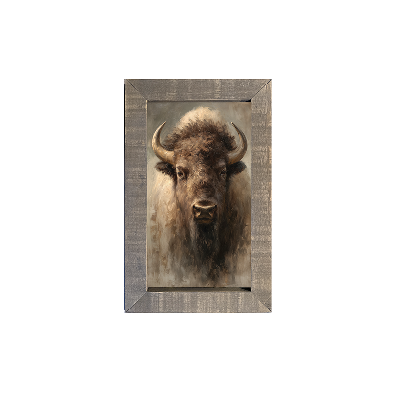 Farm Life Portrait - Brown Buffalo - Framed Art