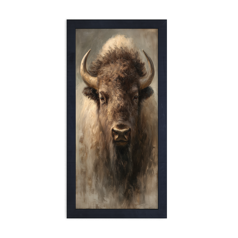 Farm Life Portrait - Brown Buffalo - Framed Art