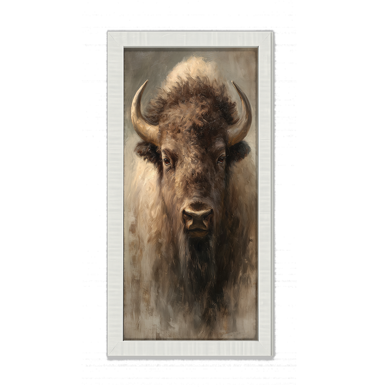 Farm Life Portrait - Brown Buffalo - Framed Art