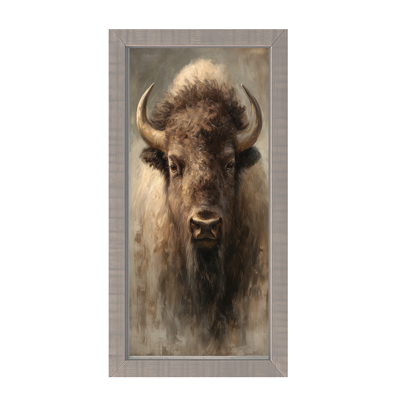 Farm Life Portrait - Brown Buffalo - Framed Art