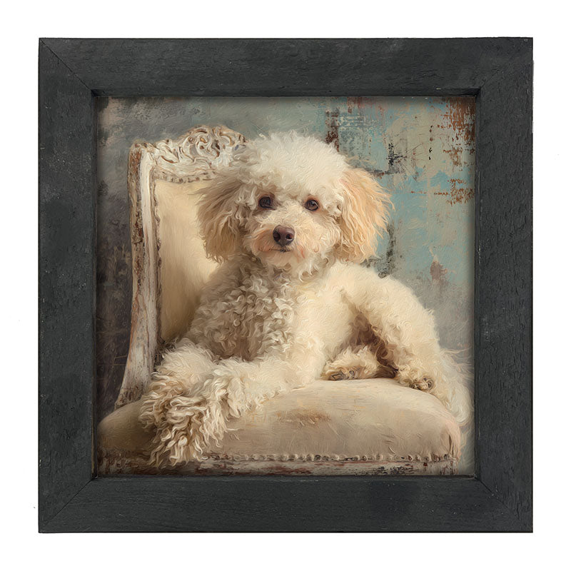 Armchair with Toy Poodle Dog - Framed Art