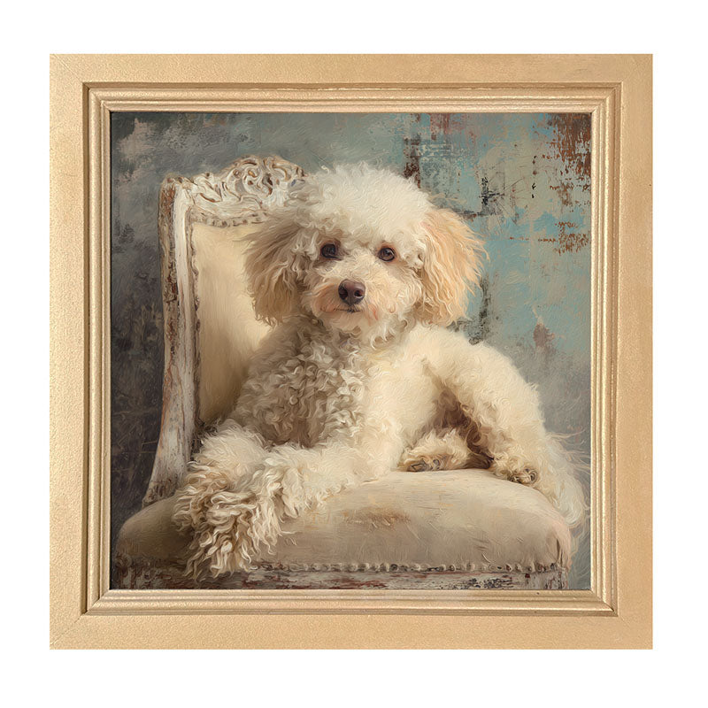 Armchair with Toy Poodle Dog - Framed Art