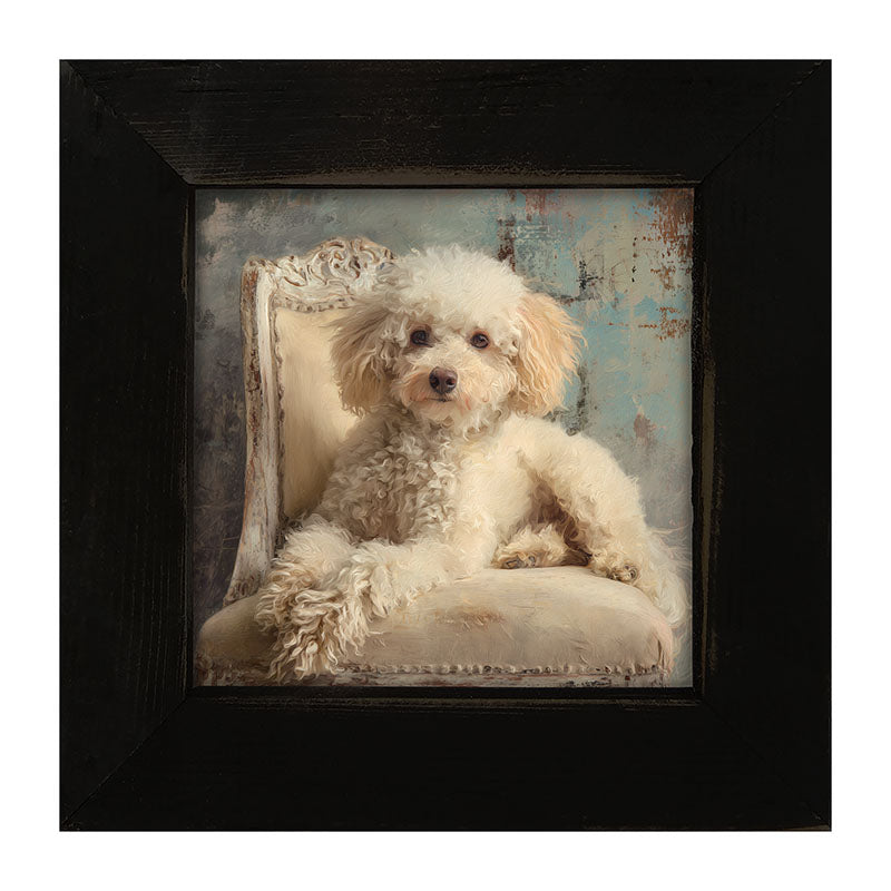 Armchair with Toy Poodle Dog - Framed Art