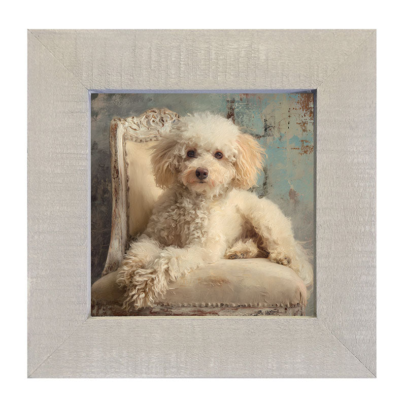 Armchair with Toy Poodle Dog - Framed Art